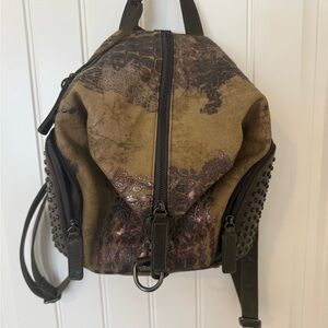L’Artiste by Spring Step hand painted backpack distressed studs convertible